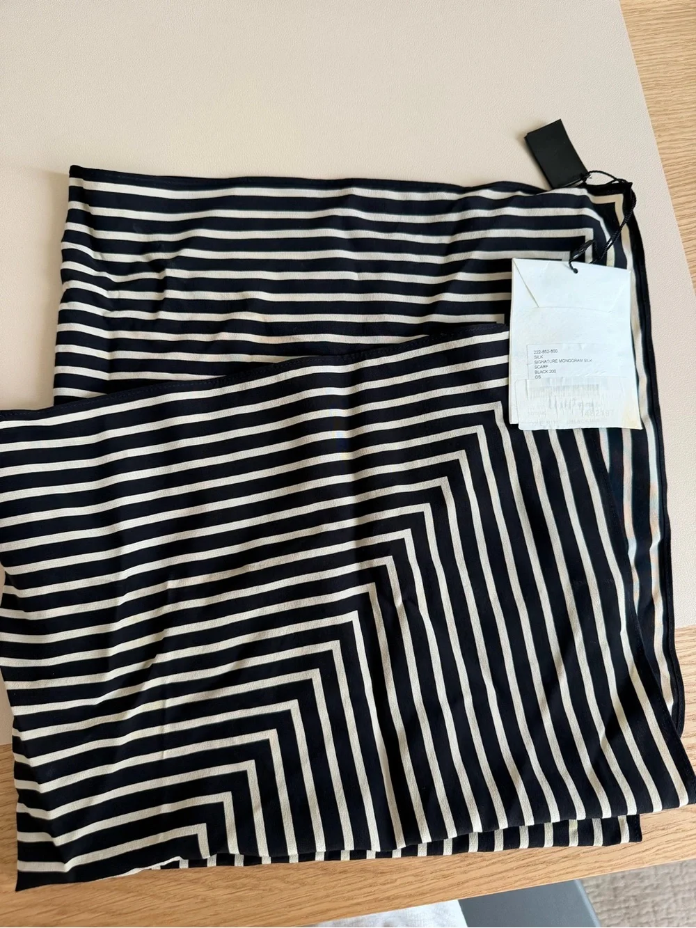 Toteme Black & Cream Graphic Concentric Stripe Silk Scarf